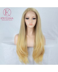 Ombre Blonde Long Natural Straight Lace Front Wig 22 inches