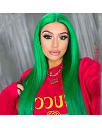 K'ryssma Women's Green Wig Long Straight Wig for Women Girl Cosplay Party Synthetic Wig Included 22 inches 