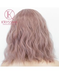 K'ryssma Ash Pink Lace Front Wigs Short Bob Wig Heat Resistant Grey Synthetic Wigs for Women