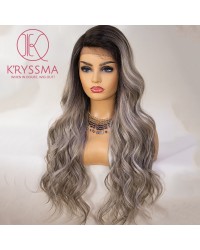 Olivia Recommend: Grey Lace Front Wig Ombre Long Wavy 22 Inches