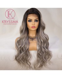 Olivia Recommend: Grey Lace Front Wig Ombre Long Wavy 22 Inches