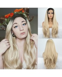 Ombre Blonde Natural Wavy Synthetic Wigs 24 Inches