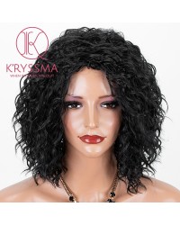 Natural Black #1B Lace Front Wig 99j Curly Synthetic Wigs Glueless Heat Resistant Short Wig For Women