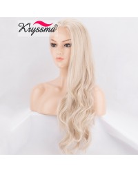 Light Platinum Blonde Long Wavy Lace Front Wig 22 Inches